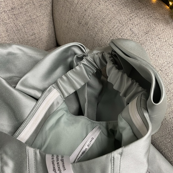 ALFRED SUNG Off Shoulder Bow Satin Corset Fit/Flare Skirt Willow GreenMaxi Dress - Picture 12 of 13